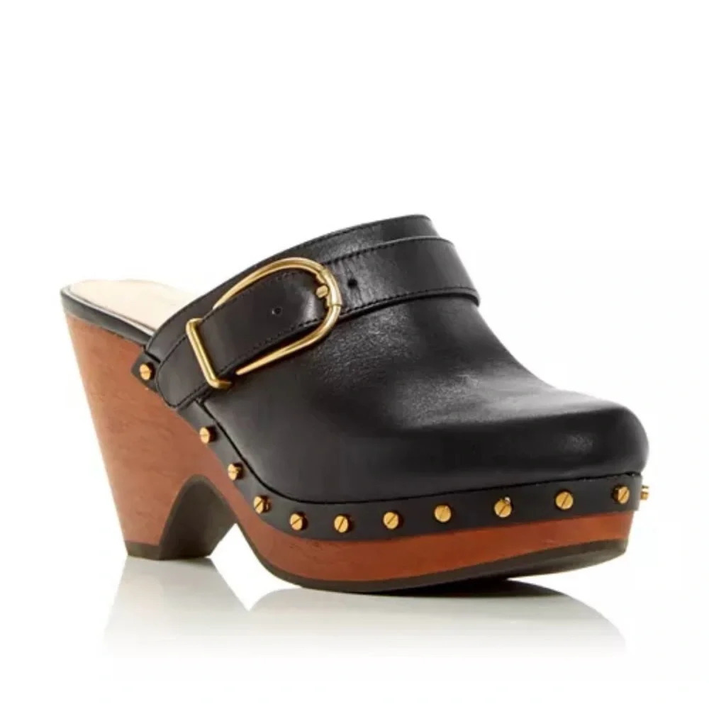 NIB Veronica Beard Hendrix Buckled Clogs Size 9.5 Black